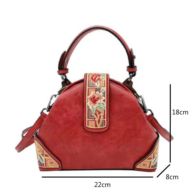 Johnature Retro Embroidery Luxury Handbags Women Bags Designer 2022 New Versatile Chinese Style Lady Leather Shoulder Bags - Executive-Skincare