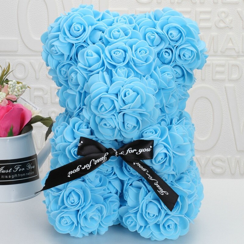 25cm Soap Foam Bear Roses Teddi Bear Rose Flower Artificial New Year Wedding Gifts Women Valentines Christmas Gift - Executive-Skincare