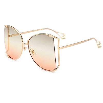 Sunglasses Women Decoration Brand Designer Half Frame Female Oversized Sun Glasses Women Clear Shade oversized Sunglasses - Executive-Skincare