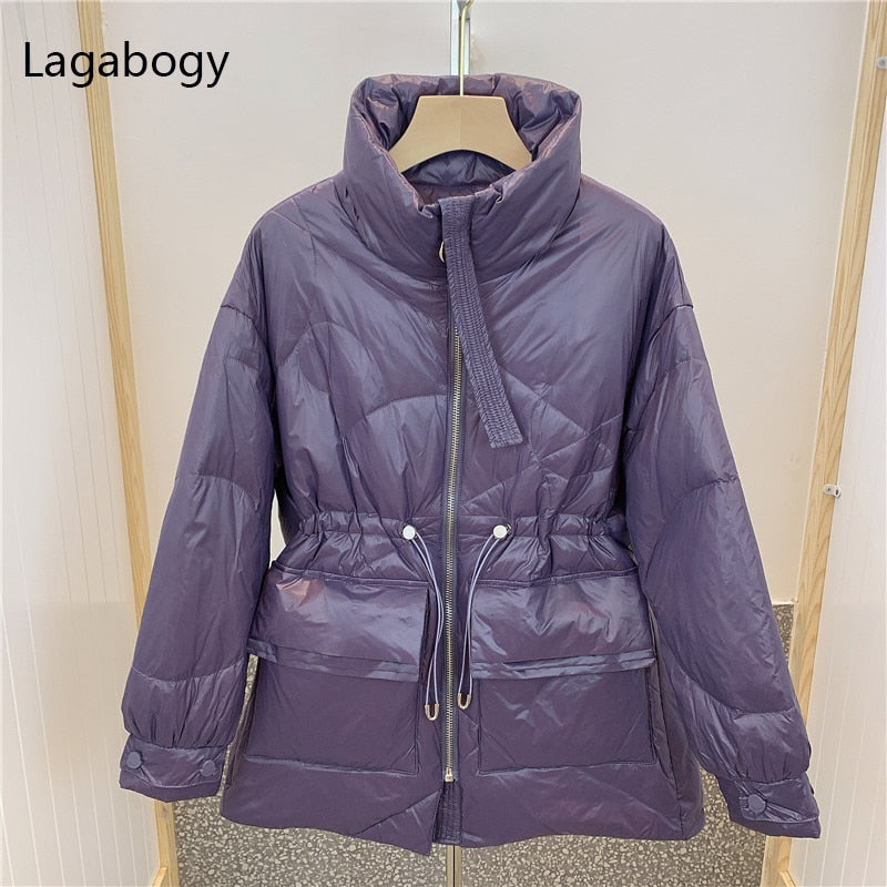 Lagabogy 2022 Winter Coat Women 90%White Duck Down Parka Female Lightweight Batwing Long Sleeve Puffer Jacket Loose Warm Outwear - Executive-Skincare