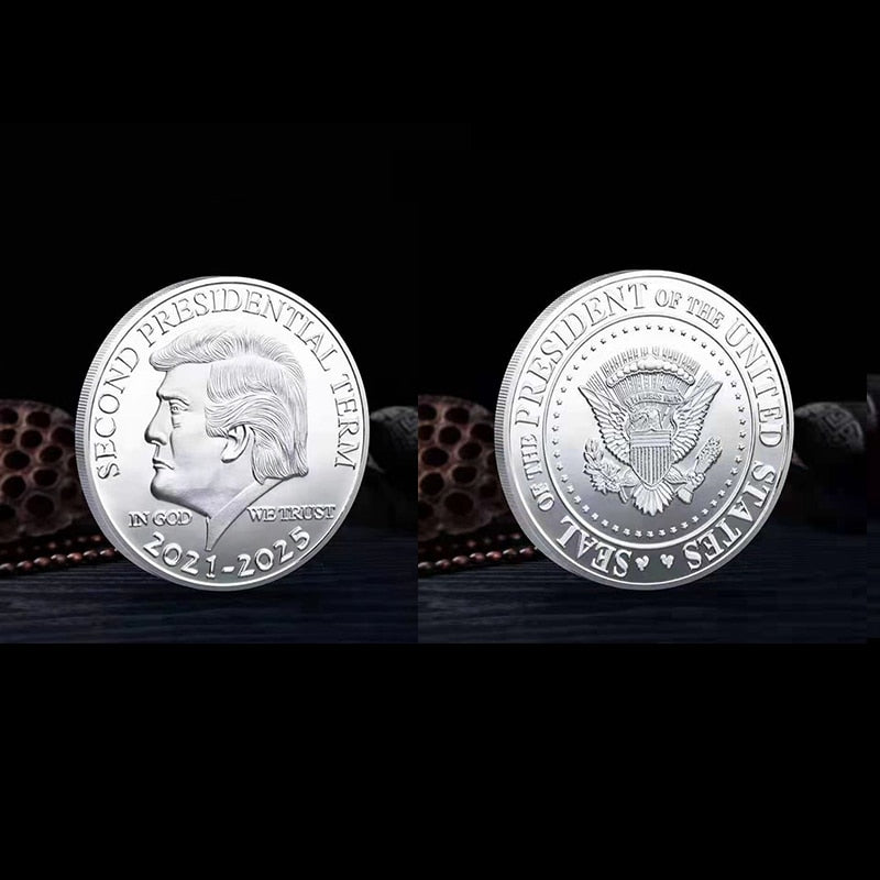 1PCS Gold Sliver US Donald Trump Commemorative Coin &quot;Second Presidential Term 2021-2025 IN GOD WE TRUST&quot; - Executive-Skincare