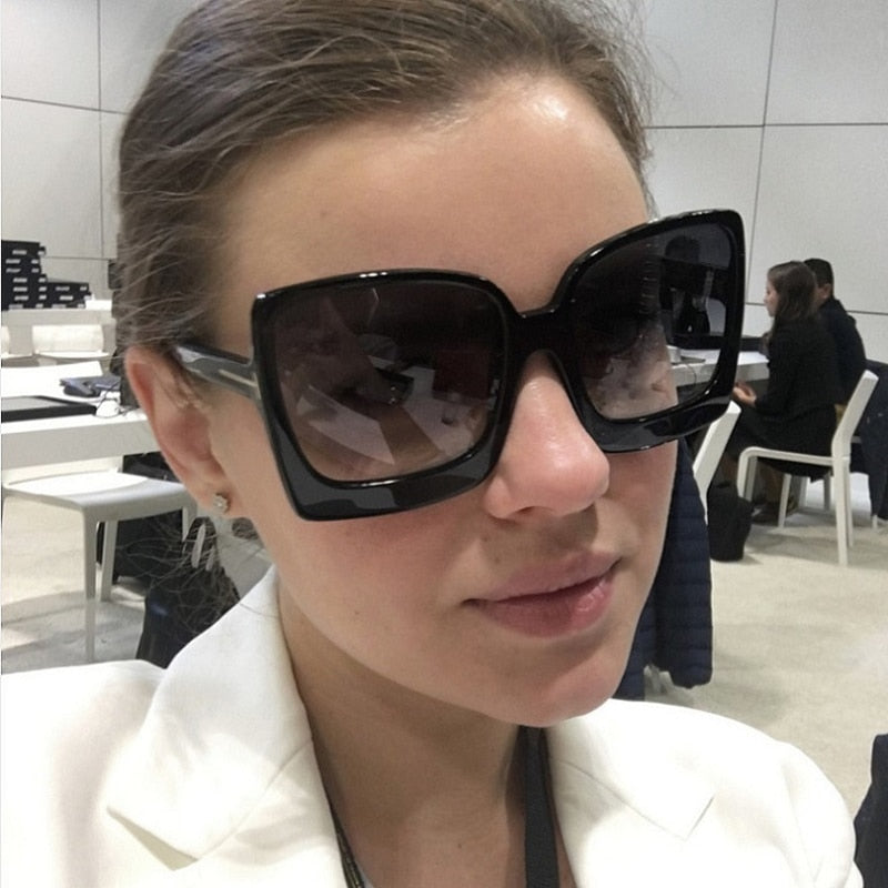 D&amp;T New Fashion Oversized Women Sunglasses Brand Designer Plastic Female Big Frame Gradient Sun Glasses UV400 gafas de sol mujer - Executive-Skincare