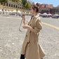 Trench Women Loose Leisure All-match England Overcoat Autumn Temperament Retro New Double Breasted Office Lady Adjustable Waist - Executive-Skincare