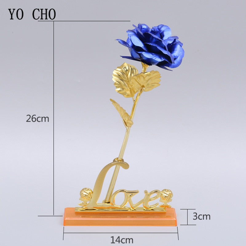 YO CHO 24K Plated Gold Rose Artificial Flower 24K Foil Rose Galaxy Box Birthday Valentine Mother&#39;s Day Christmas Creative Gift - Executive-Skincare