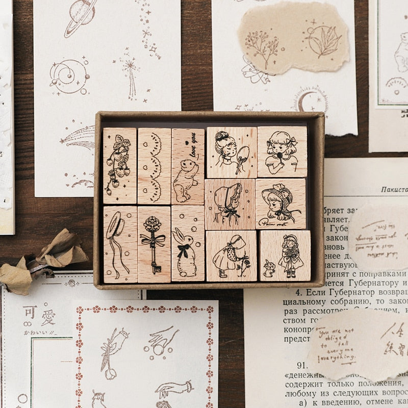 Jenny Chinese Character Number  Universe Flower Week Wooden Rubber Stamp Scrapbooking Deco DIY Craft Standard Wooden Stamps - Executive-Skincare