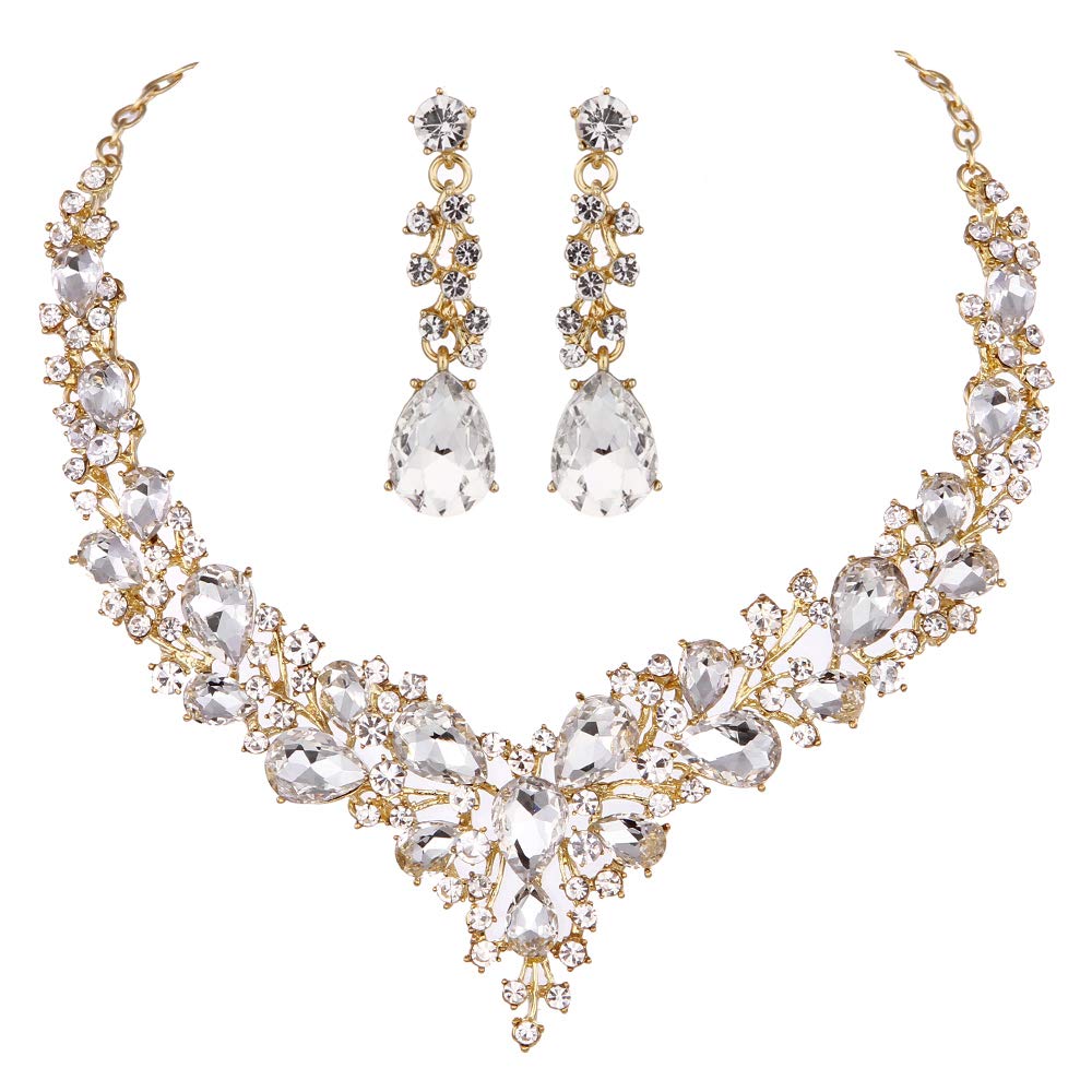 Delicate Women Austrian Crystal Jewelry Sets 16 Colors For Bridal Wedding Necklace And Earrings Sets Lady Party Fashion Jewelry - Executive-Skincare