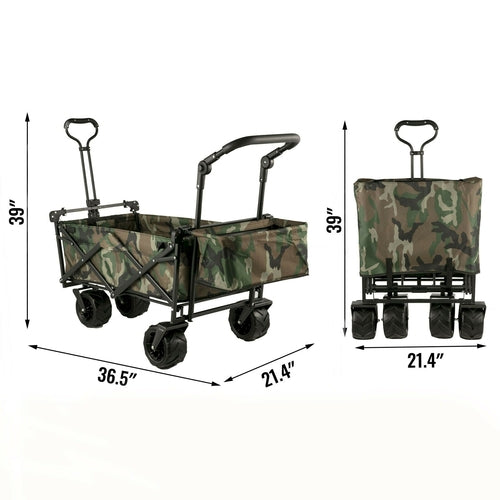 VEVOR 7In Wheel Folding Wagon Cart 220.5 Capacity W/ Adjustable Handle