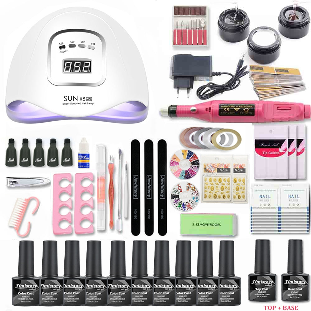 Nail Set for Nail 20 Kinds Nail Polish Kit with 20000RPM Nail drill Machine Nail lamp Acrylic Kit Nail Art Tools Nail Art Set - Executive-Skincare