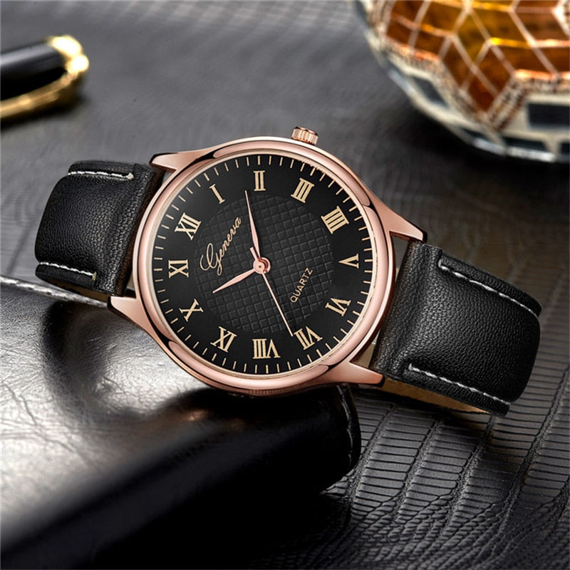 Modern Fashion Black Quartz Men Watches Tide Brand Leather Band Big Dial Men&#39;s Business Clock Drop Shipping Relojes Hombre - Executive-Skincare