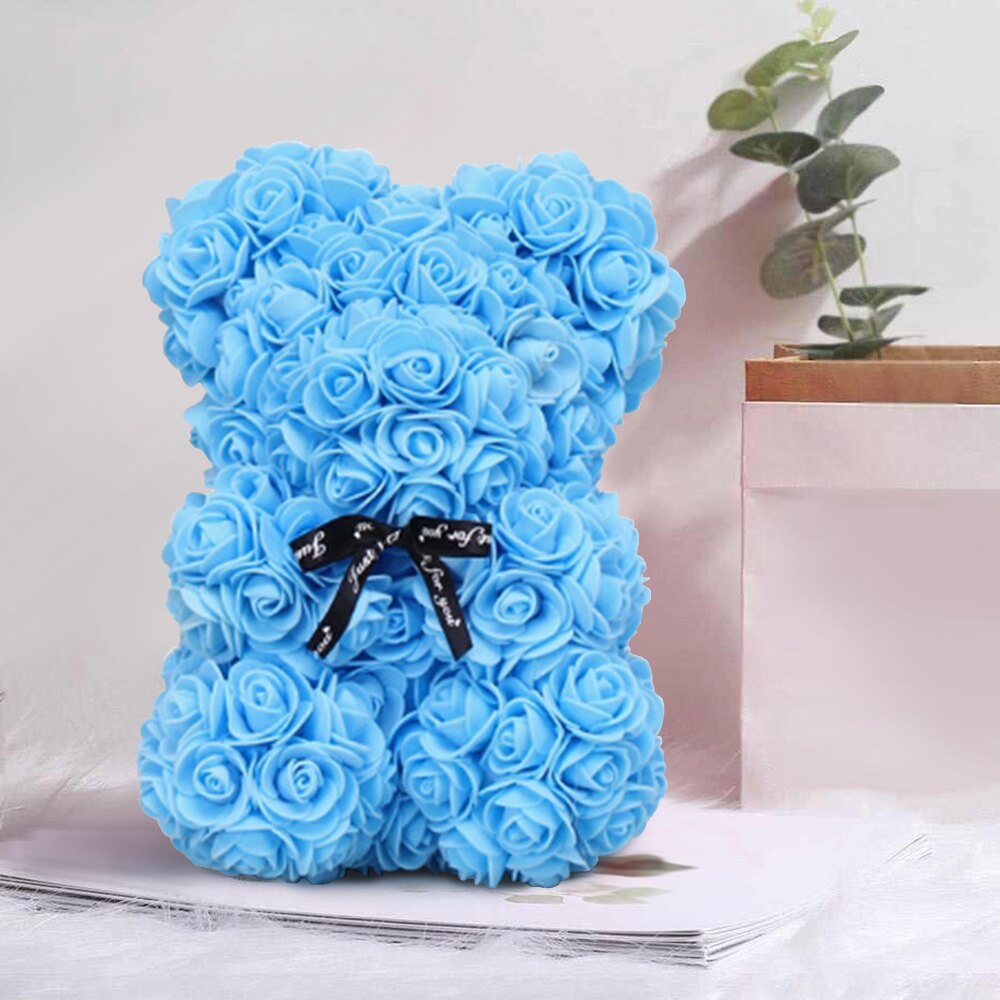 25cm/40cm Rose Bear Valentine&#39;s Day Artificial Flower Teddy Rose Bear 2022 New Year Christmas Decoration Women Valentines Gifts - Executive-Skincare