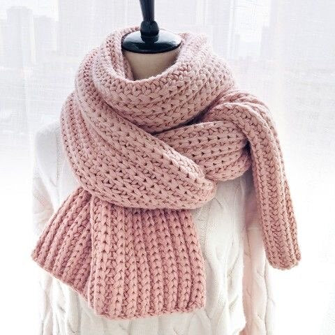 2020 Fashion Women Knitted Scarf Winter Warm Thick Long Handmade Wool Scarves Korean Sweet Solid Color Soft Scarfs Mujer Femme - Executive-Skincare