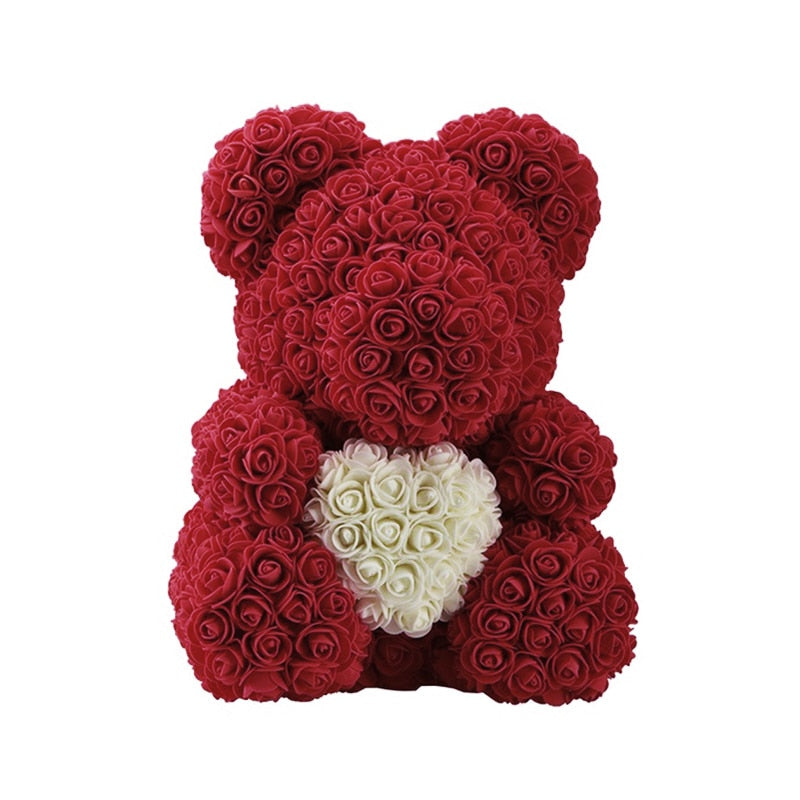 25/40cm Rose Bear Heart Artificial Flower Rose Teddy Bear For Women Valentine Wedding Birthday Christmas Gift DropShipping - Executive-Skincare