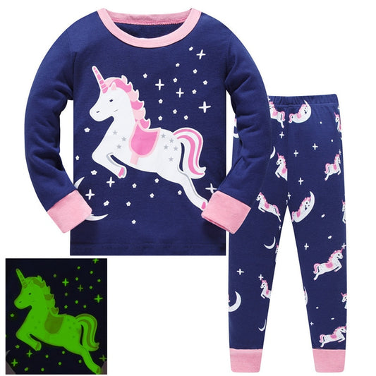 Unicorn Girls Pajamas Set Kids Baby Spring Autumn Sweet Suit Cartoon Infantil Children Sleepwear Clothes - Executive-Skincare