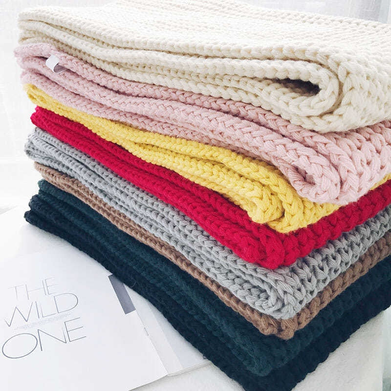 2020 Fashion Women Knitted Scarf Winter Warm Thick Long Handmade Wool Scarves Korean Sweet Solid Color Soft Scarfs Mujer Femme - Executive-Skincare