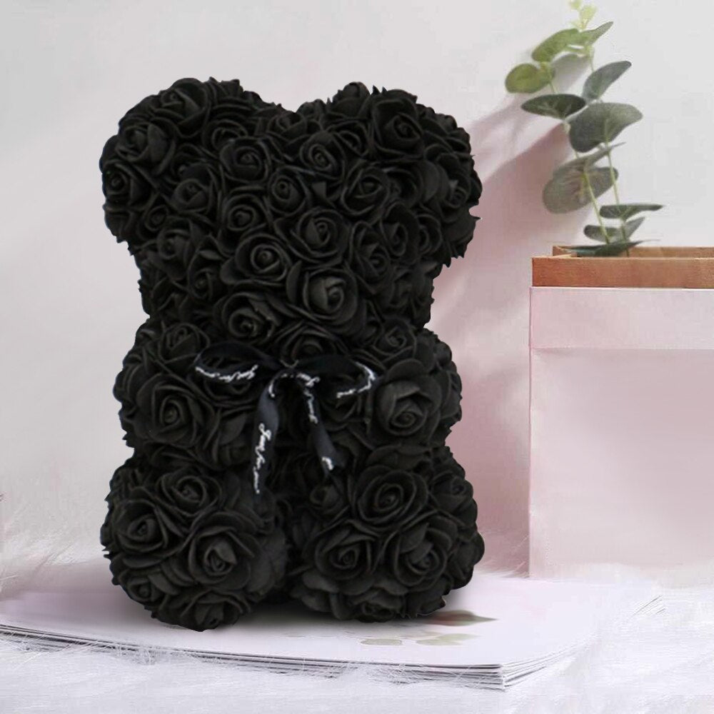 25cm/40cm Rose Bear Valentine&#39;s Day Artificial Flower Teddy Rose Bear 2022 New Year Christmas Decoration Women Valentines Gifts - Executive-Skincare