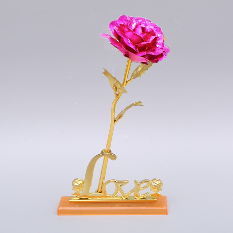 YO CHO 24K Plated Gold Rose Artificial Flower 24K Foil Rose Galaxy Box Birthday Valentine Mother&#39;s Day Christmas Creative Gift - Executive-Skincare