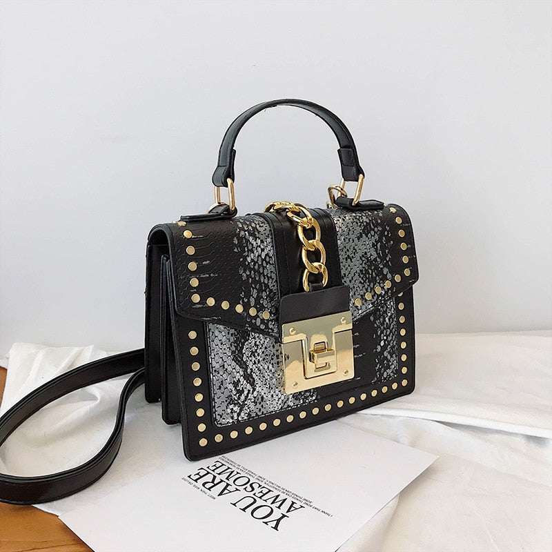 Elegant Sequins ladies handbag small 2022 new rivet Women&#39;s Shoulder Bag High-quality PU Leather Messenger bags for female totes - Executive-Skincare