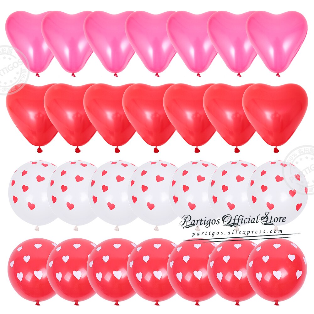 28pcs Red Heart Shape Balloons Decorations Kit Wedding Decors Valentines Day Gifts Heart Printed Latex confetti Globos helium - Executive-Skincare