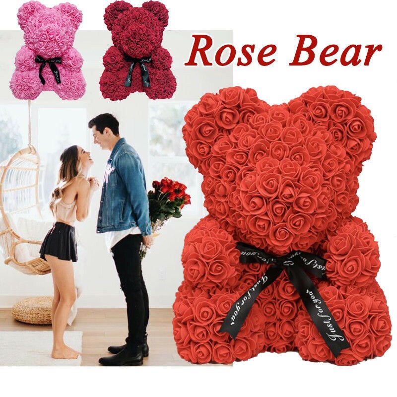 2021 New Style 37cm / 23cm Cute Teddy Bear Rose Flower Artificial Decoration Christmas Gift Female Valentine&#39;s Day Gift DropShip - Executive-Skincare