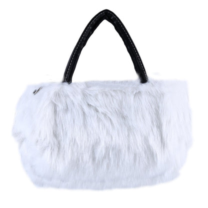 New Lady Girl Pretty Cute Faux Rabbit Fur Handbag Shoulder Messenger Bag Tote Fashion Women Long Fur Grass Handbag Messenger Bag - Executive-Skincare