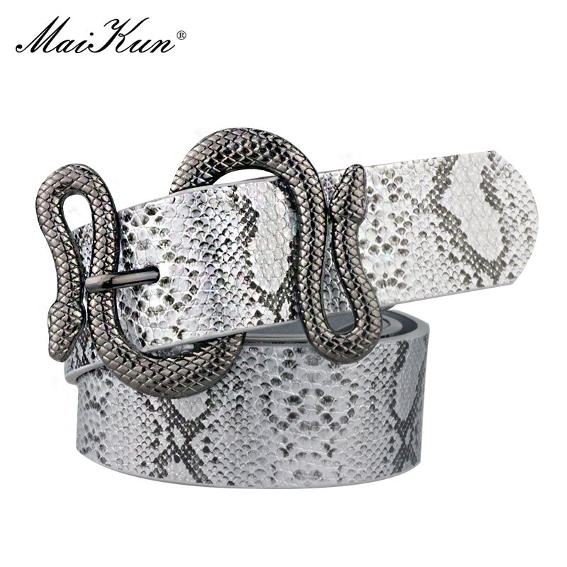 Maikun Belts for Women Snake Shape Pin Buckle Belt High Quality Leather Women Belt PU Waistband - Executive-Skincare