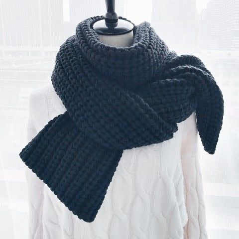 2020 Fashion Women Knitted Scarf Winter Warm Thick Long Handmade Wool Scarves Korean Sweet Solid Color Soft Scarfs Mujer Femme - Executive-Skincare