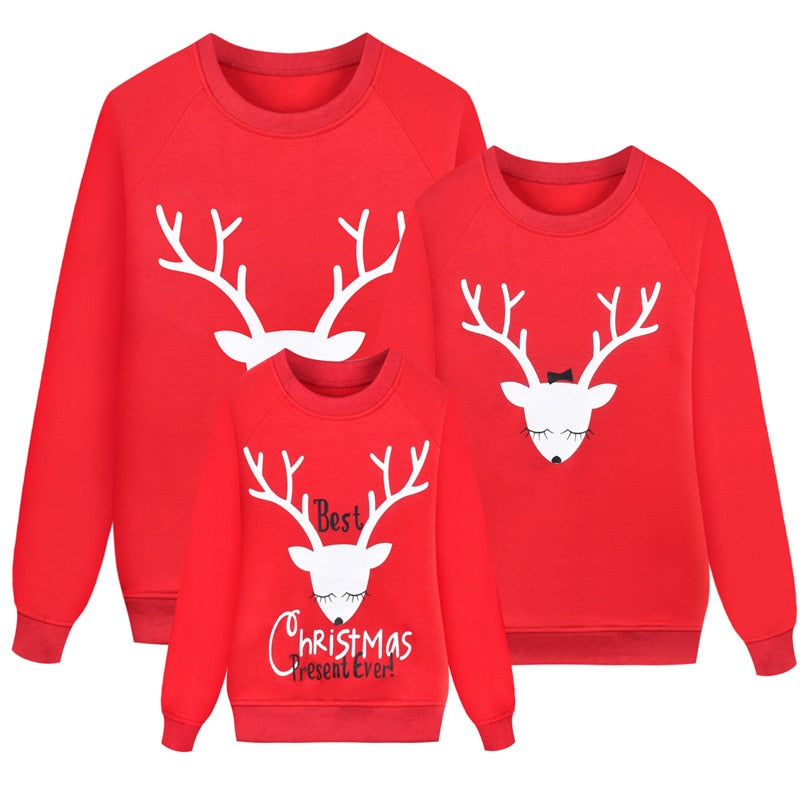 SAILEROAD New Family Matching Children Clothing Christmas Sweaters Deer Print Family Parent-child Suit Printing Cotton Sweater - Executive-Skincare