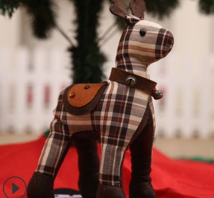 Christmas Decoration Pendant Festival Deer Reindeer Plaid cloth Doll House Table Ornaments Christmas Tree Elk Kids New Year Gift - Executive-Skincare