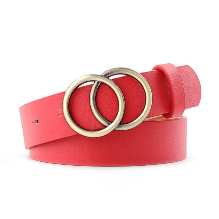 Double Ring Women Belt Fashion Waist Belt PU Leather Metal Buckle Heart Pin Belts For Ladies Leisure Dress Jeans Wild Waistband - Executive-Skincare