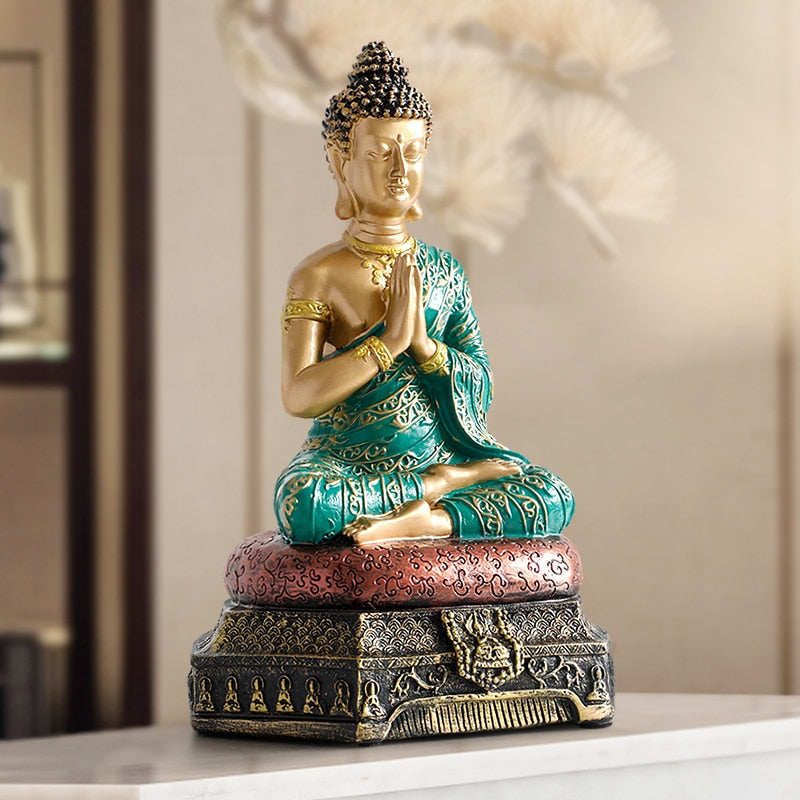 Buddha Statues Thailand for Garden office home Decor Desk ornament fengshui hindu sitting Buddha figurine Decoration - Executive-Skincare