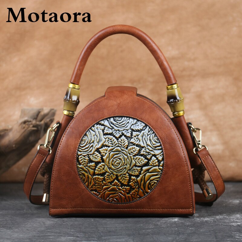 MOTAORA Retro Women Bag Handmade Embossed Handbag For Women High Quality Leather Shoulder Bag Ladies Luxury Vintage Bags Female - Executive-Skincare