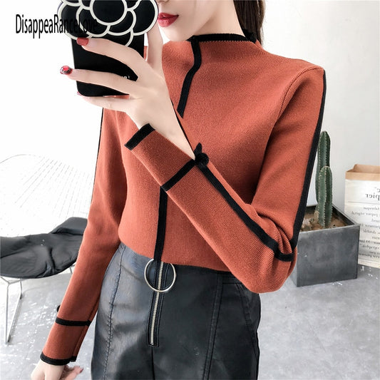 DisappeaRanceLove Women Turtleneck Pullover Sweater Soft Jumper Long Sleeve Autumn Winter 2022 Warm Thick Slim Fit Tops - Executive-Skincare