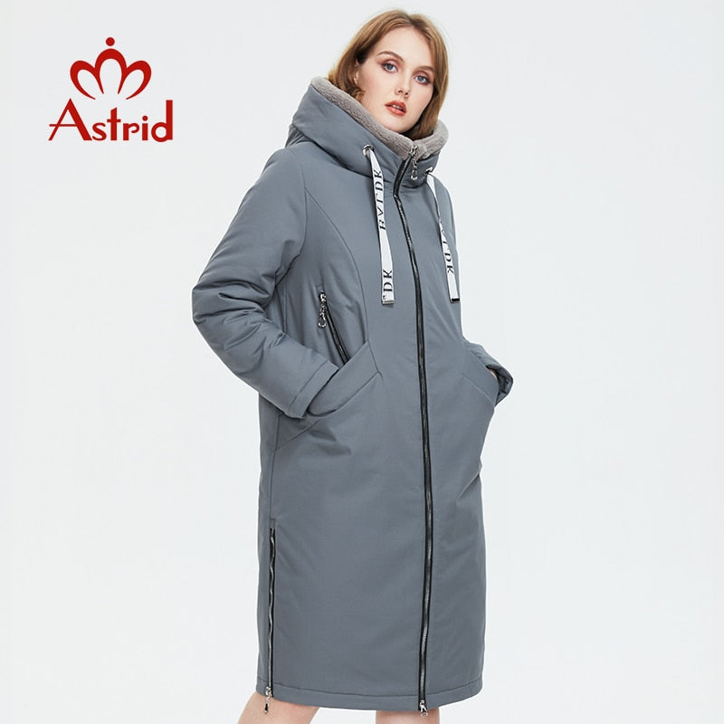 Astrid Women&#39;s winter parka Long Casual Hooded fur mink down Minimalist style jackets for women coat plus size parkas  AT-10089 - Executive-Skincare