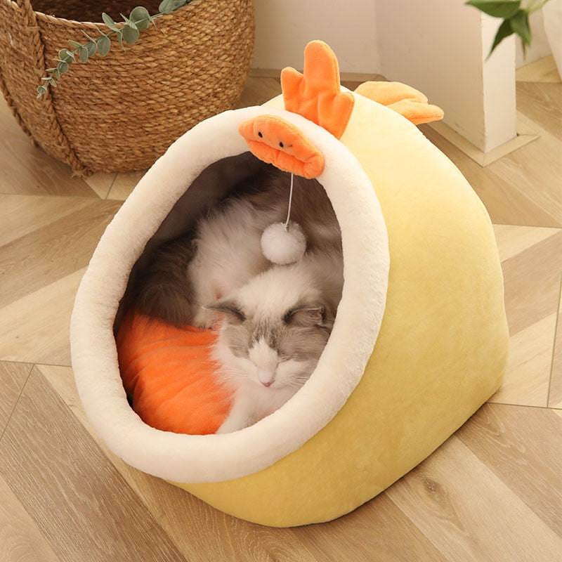 Sweet Cat Bed Warm Pet Basket Cozy Kitten Lounger Cushion Cat House Tent Very Soft Small Dog Mat Bag For Washable Cave Cats Beds - Executive-Skincare