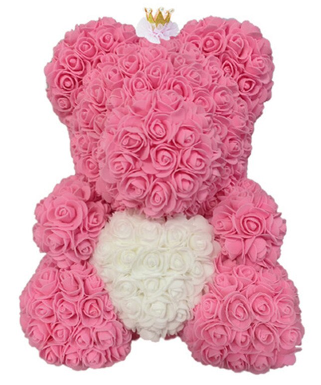 40cm rose teddy bear flower artificial handmade eternal rose bear valentine&#39;s day anniversary bridal baptism wedding mother&#39;s da - Executive-Skincare