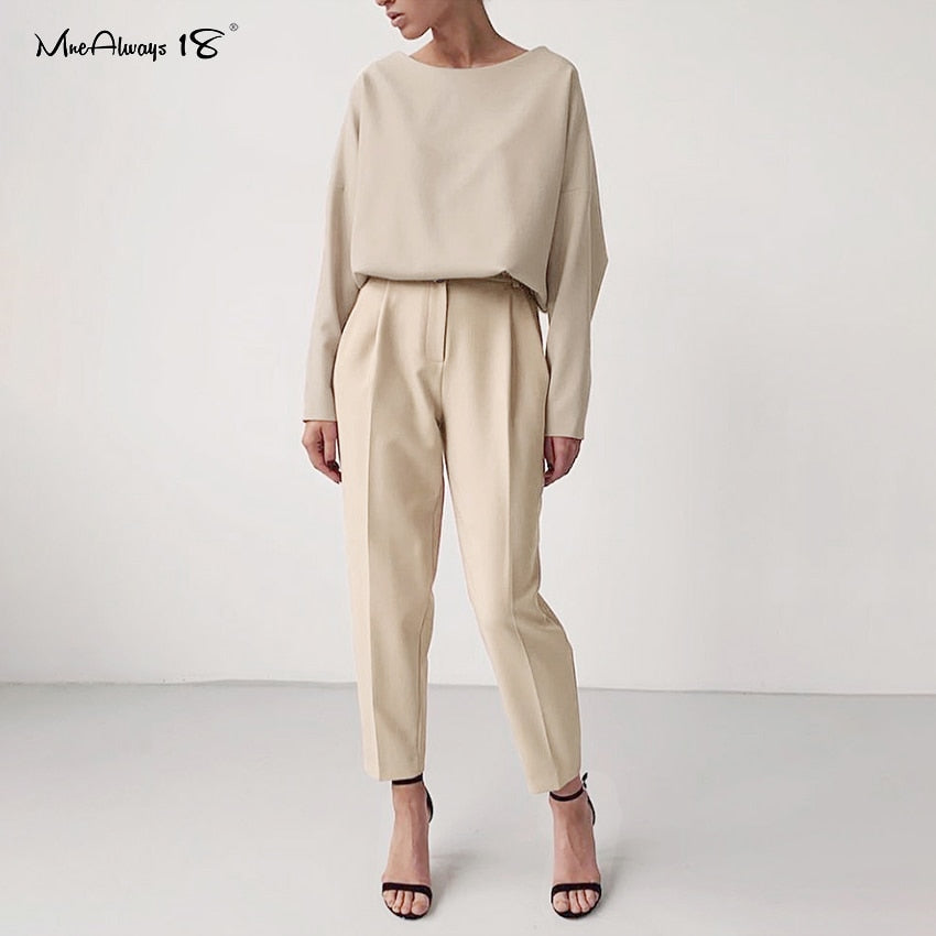 Mnealways18 Vintage Zipper Khaki Trousers Women High Waist Office Pants Ladies Brown Trousers Work Wear Autumn Long Pants 2021 - Executive-Skincare