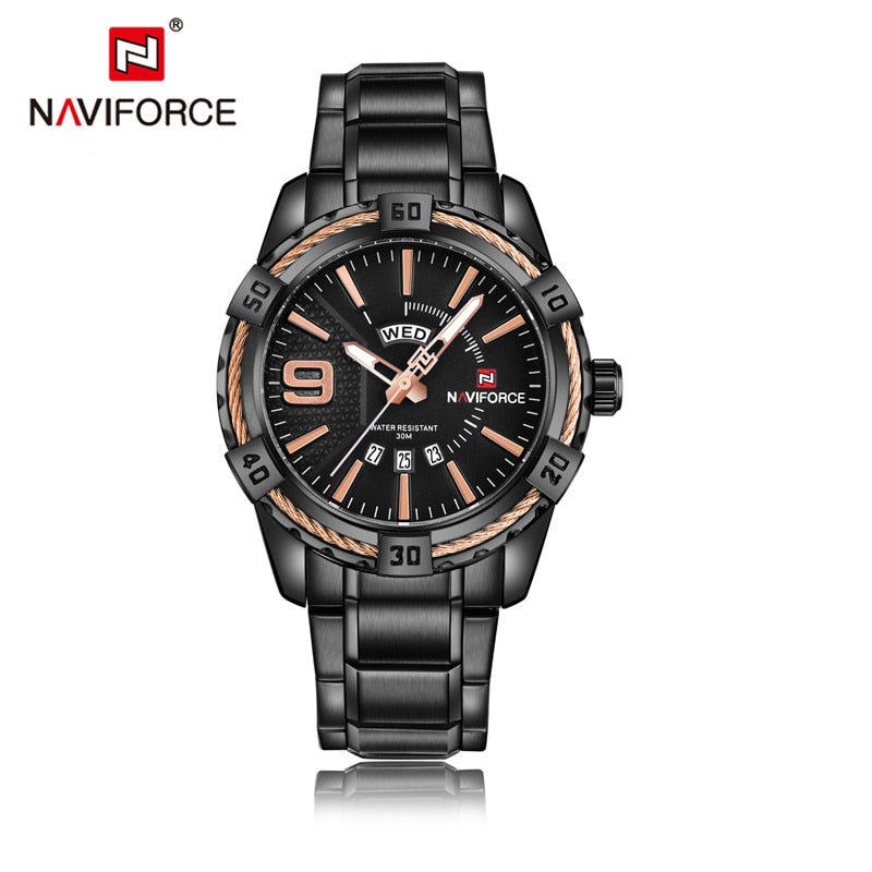 NAVIFORCE Luxury Brand Men&#39;s WristWatch Original Fashion Quartz Classic Watches For Men Waterproof Business Steel Band Clock Man - Executive-Skincare