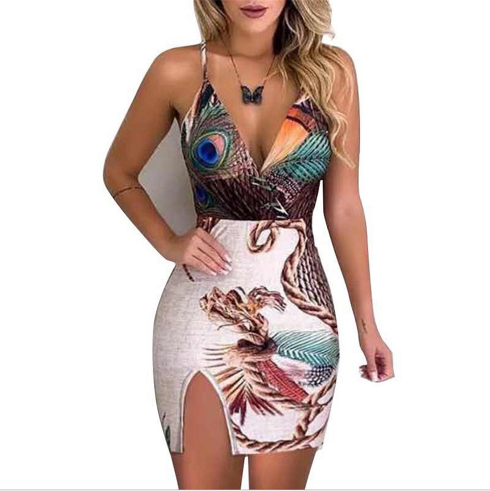 Hirigin Boho Floral Women Dress Sexy Ladies Sleeveless Bodycon Prom Evening Party Summer Beach Casual Long Sundress - Executive-Skincare