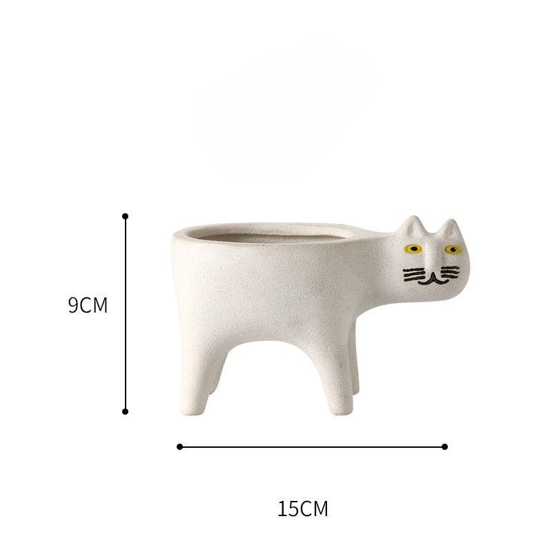 Cartoons Cat Flowerpot Animal Ceramic Flowerpot Cute Vase Cactus Succulent Plants Potted  Flower Arrangement Home Decoration - Executive-Skincare