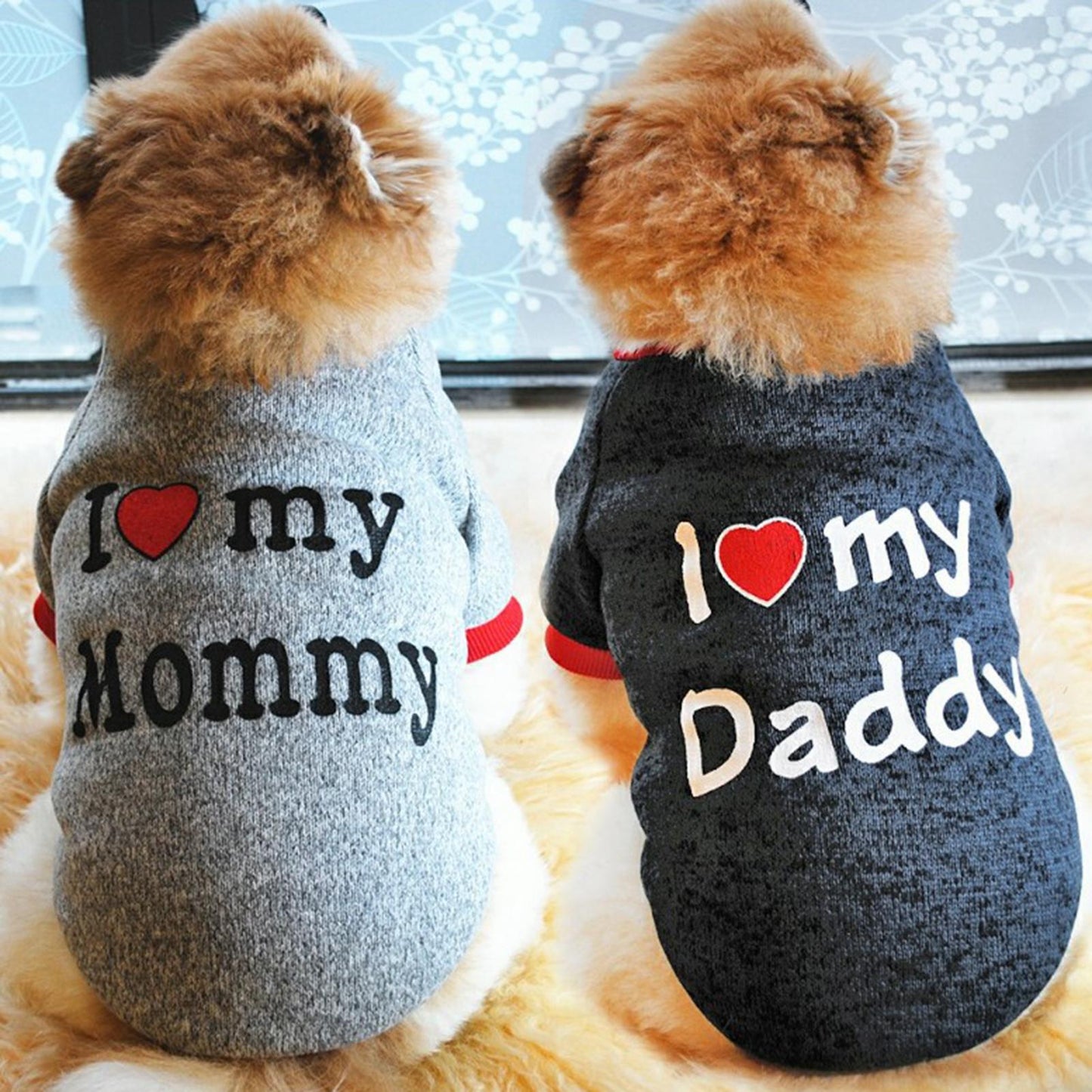 Dog Sweatshirt Pet Clothes Puppy Pullover Autumn  Sweater Classic Love Dad Mom Dog Clothes Pet Supplies