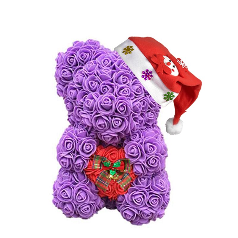 Christmas Gift for Kids&amp;women Artificial PE Rose Teddy Bear of Roses with Crown Valentine&#39;s Day Wedding Love Xmas Gifts for Girl - Executive-Skincare