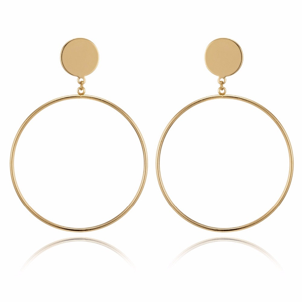 IPARAM 2021 New Big Circle Round Hoop Earrings for Women&#39;s Fashion Statement Golden Punk Charm Earrings Party Jewelry - Executive-Skincare