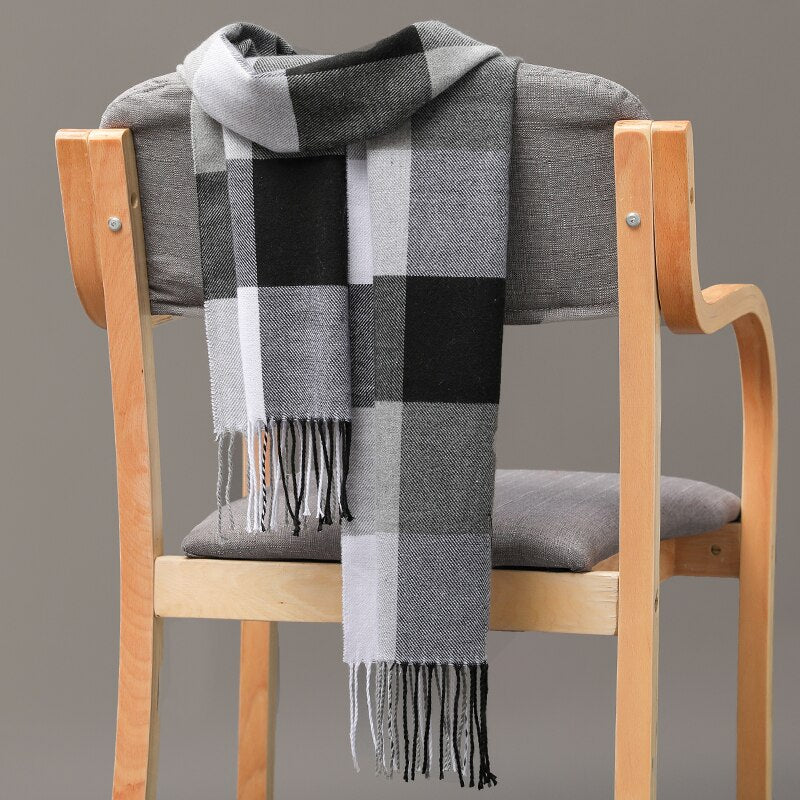 190*35cm Men girls neckwear Unisex children scarf Autumn winter long thick warm all-match Cashmere shawl pashmina muffler wrap - Executive-Skincare