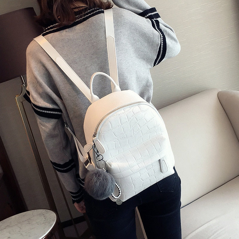 Mini Backpacks Women PU Leather Cute Small Backpack Female White Back Pack Black Backpacks For Teen Girls Fashion Bagpack Woman - Executive-Skincare