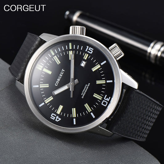 CORGEUT Men Watch Mechanical Luminous Calendar Rubber Watch Multifunctional Waterproof Citizen Movement Men WatchReloj de hombre - Executive-Skincare