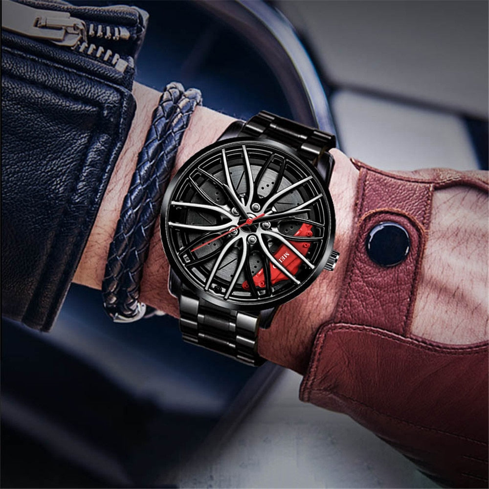 Mens Luxury Watches Sports Car Watches 3D Sport Rim Hub Wheel Wristwatch Car Quartz Men&#39;s Watches Creative Relogio Masculino - Executive-Skincare