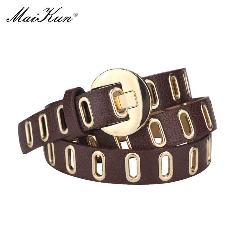 Maikun New Grunge Women Belt Adjustable Hole Grunge Punk  Belts for Women Alloy Pin Buckle Leather Belt for Pants Dresses - Executive-Skincare