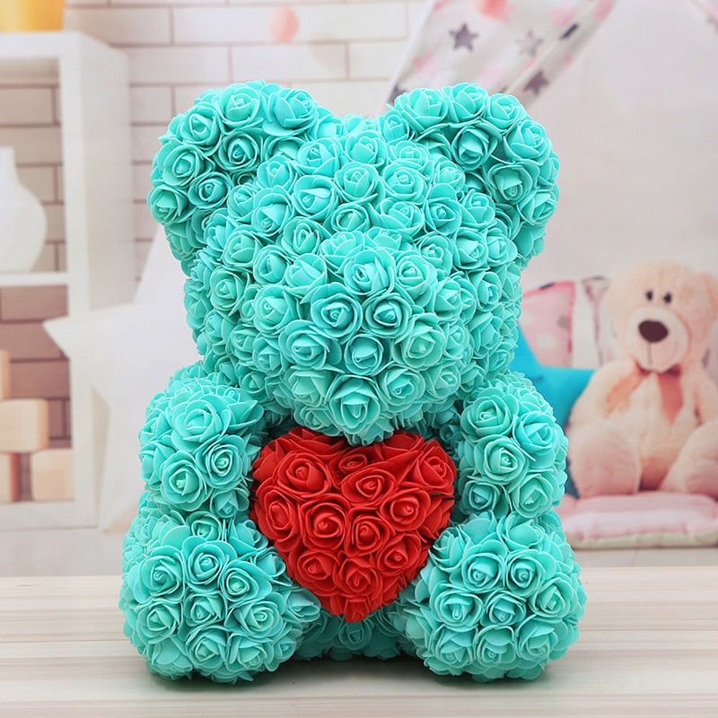 25/40CM Teddy Rose Bear Artificial Flowers Rose Bear for Women Valentines Day Wedding Birthday Christmas Gift Box Home Decor - Executive-Skincare