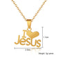 Fashion Heart I Love JESUS pendant Necklace Stainless steel Gold - Executive-Skincare