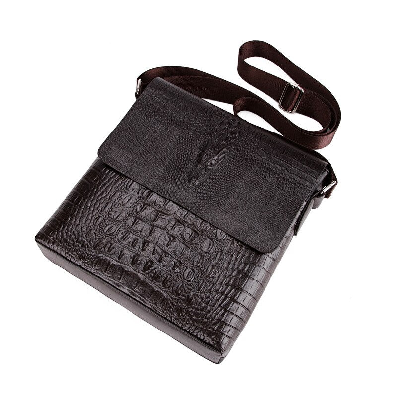 Crocodile Pattern Business Vertical Section PU Leather Korean Version Crossbody Shoulder Bags Briefcase 2201 25X27X5cm - Executive-Skincare